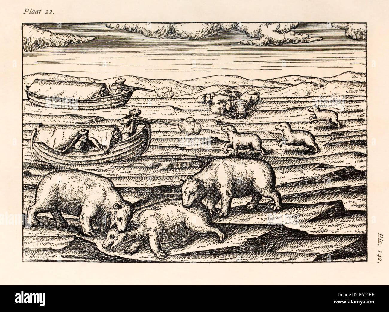 Willem Barentsz (1550-1597) Illustration von Henricus Hondius (1573 –1650). Siehe Beschreibung für weitere Informationen. Stockfoto