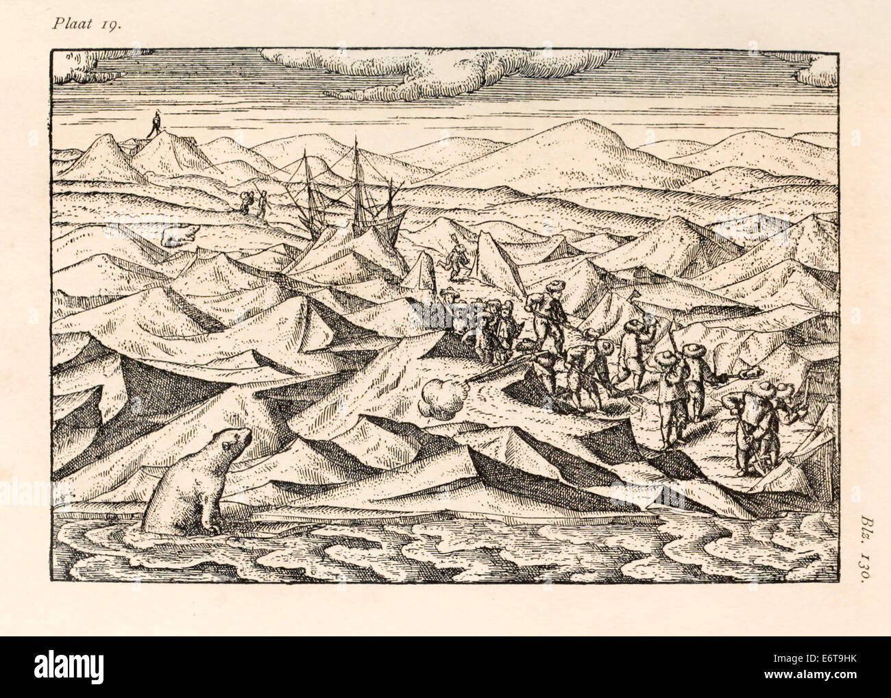 Willem Barentsz (1550-1597) Illustration von Henricus Hondius (1573 –1650). Siehe Beschreibung für weitere Informationen. Stockfoto