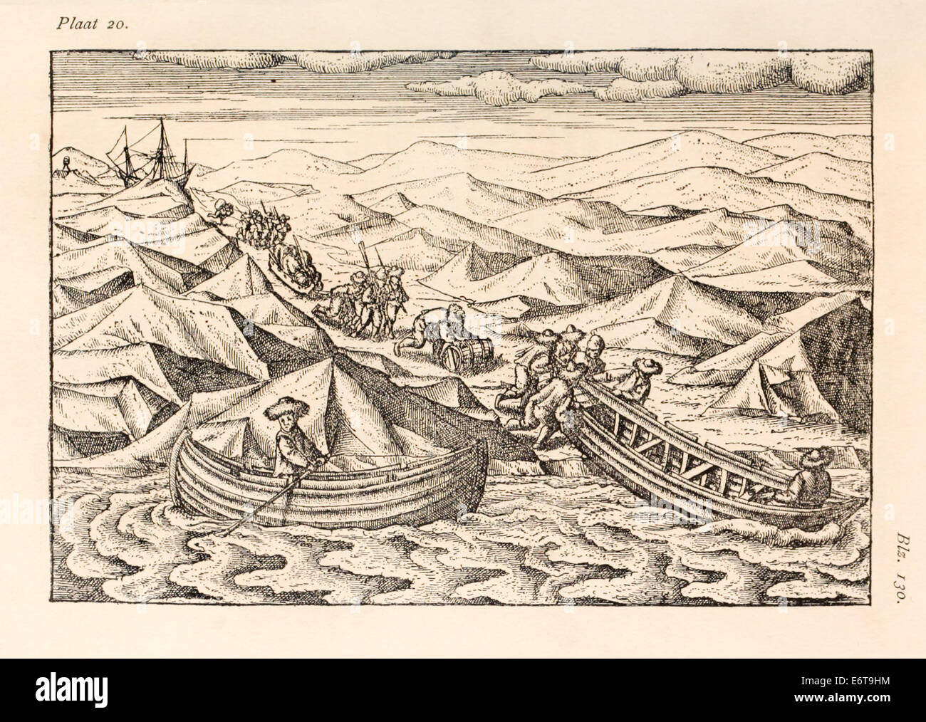 Willem Barentsz (1550-1597) Illustration von Henricus Hondius (1573 –1650). Siehe Beschreibung für weitere Informationen. Stockfoto