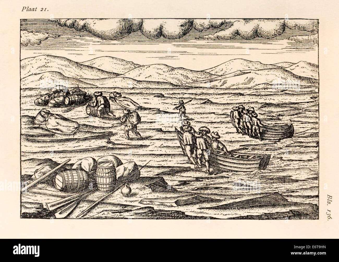 Willem Barentsz (1550-1597) Illustration von Henricus Hondius (1573 –1650). Siehe Beschreibung für weitere Informationen. Stockfoto