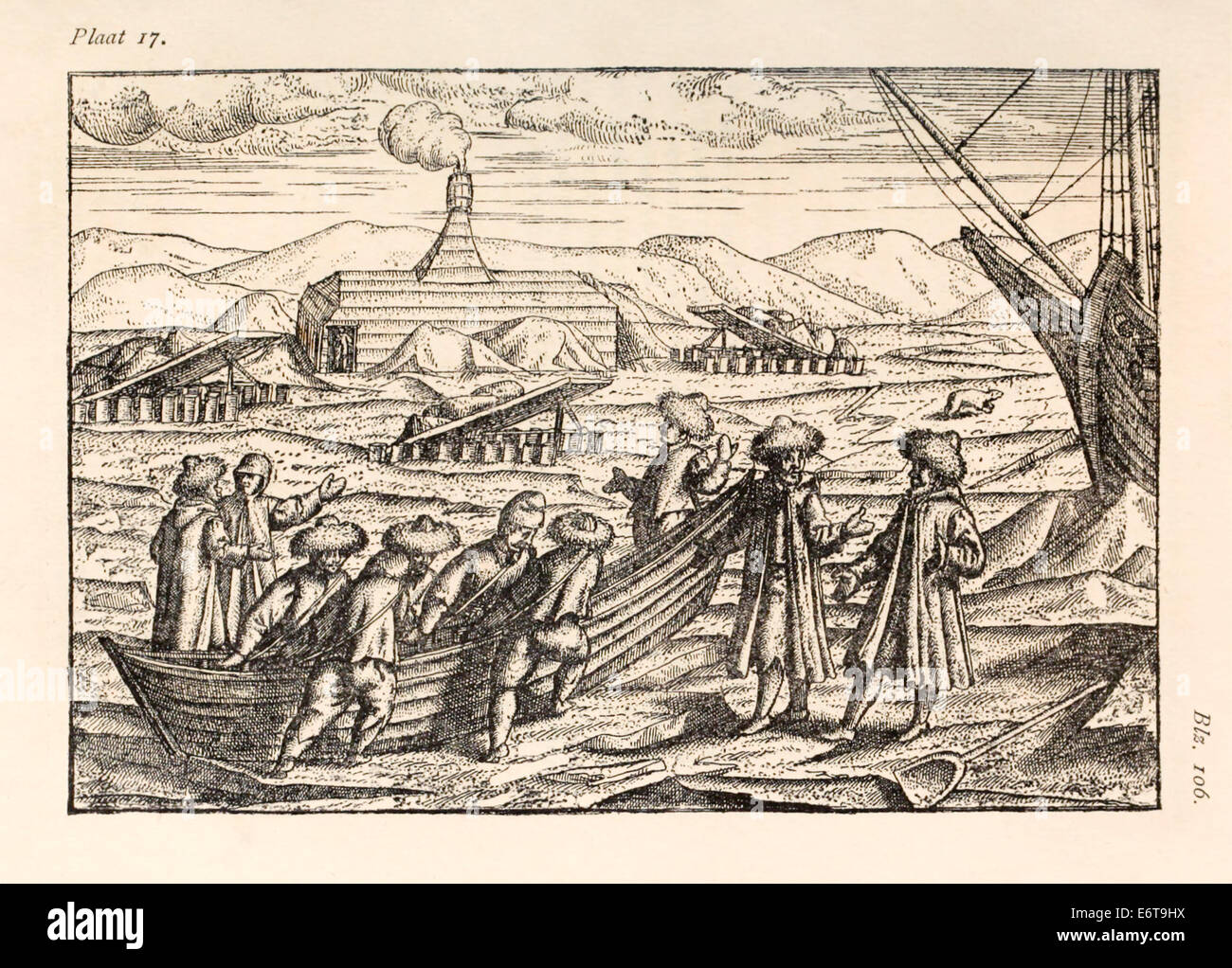 Willem Barentsz (1550-1597) Illustration von Henricus Hondius (1573 –1650). Siehe Beschreibung für weitere Informationen. Stockfoto