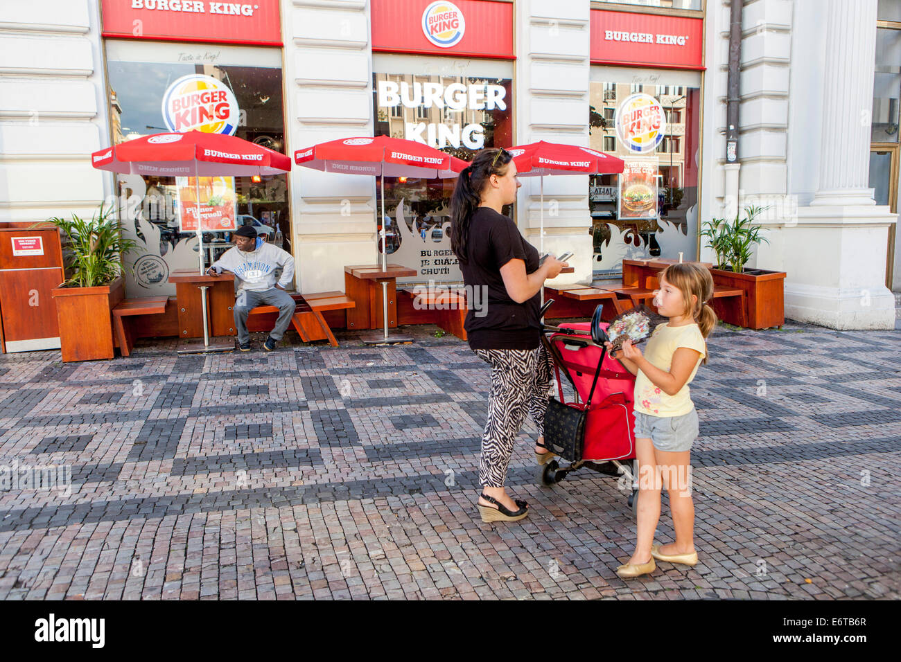 Burger King fast food, Wenzelsplatz, Prag, Tschechische Republik Europa Stockfoto