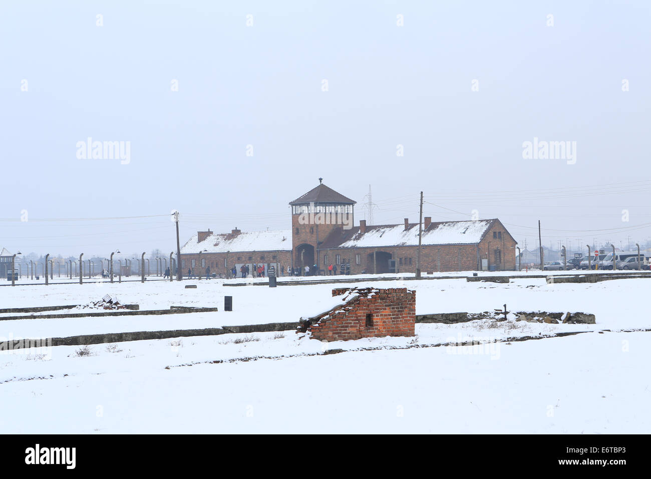 Auschwitz-Birkenau Konzentrations- und Vernichtungslager Camp im Winter Stockfoto