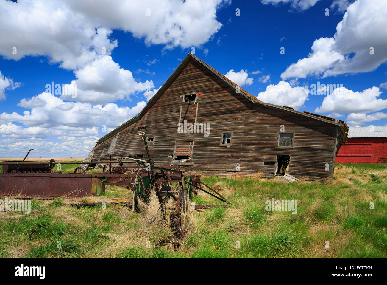 Verlassene landwirtschaftliche Gebäude, in der Nähe von Leader, Saskatchewan, Kanada Stockfoto