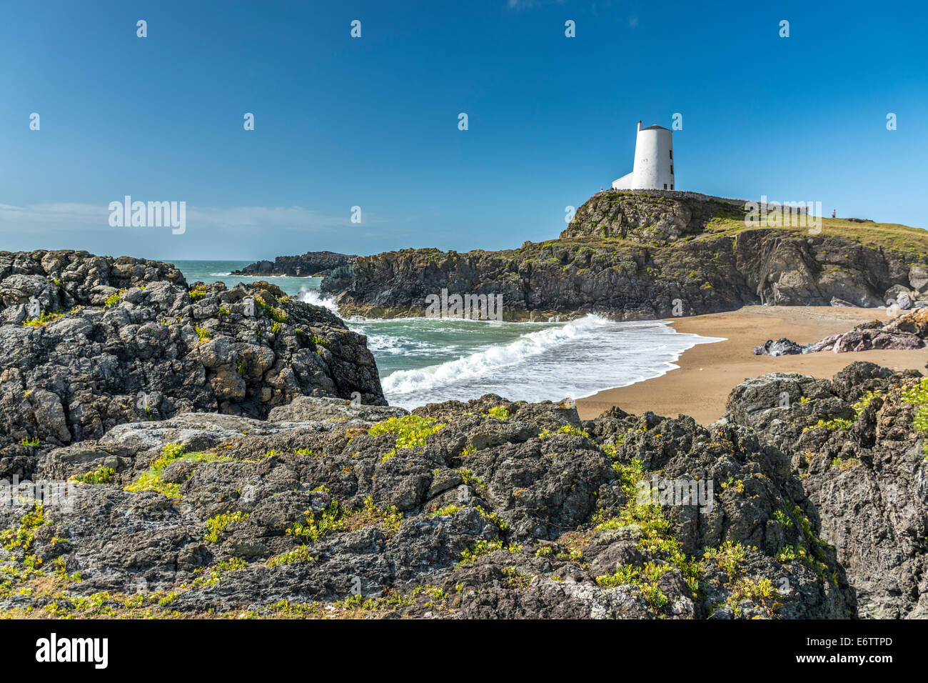 Ansicht von Llanddwyn Island, Anglesey, North Wales, UK Stockfoto