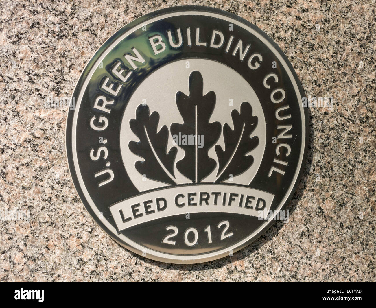 LEED, Leadership in Energy & ökologische Design-Dichtung, Gebäude-Fassade, NYc, USA Stockfoto