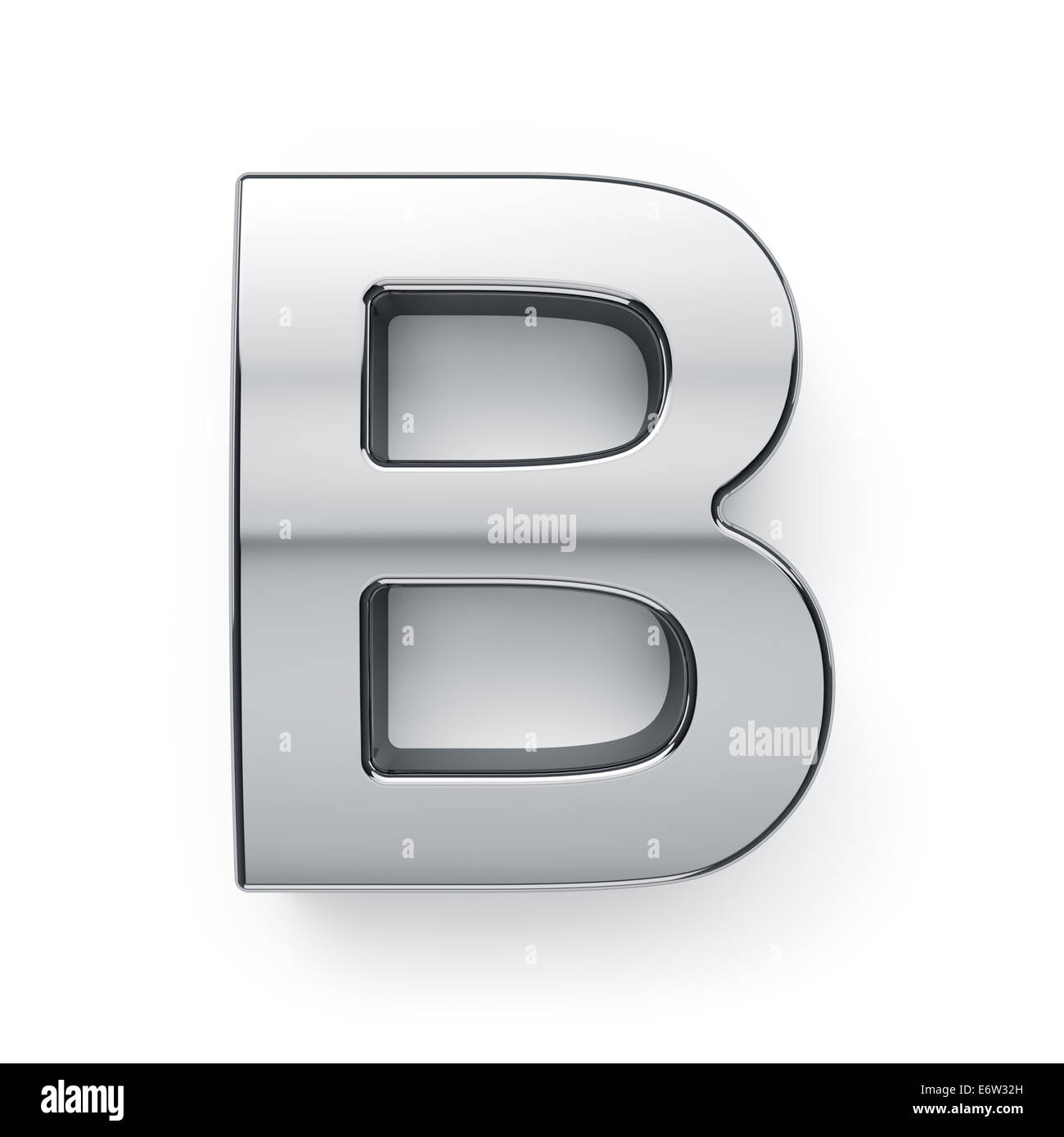 3D Render von metallischen Alphabet Buchstaben - B. isoliert auf weißem Hintergrund Stockfoto