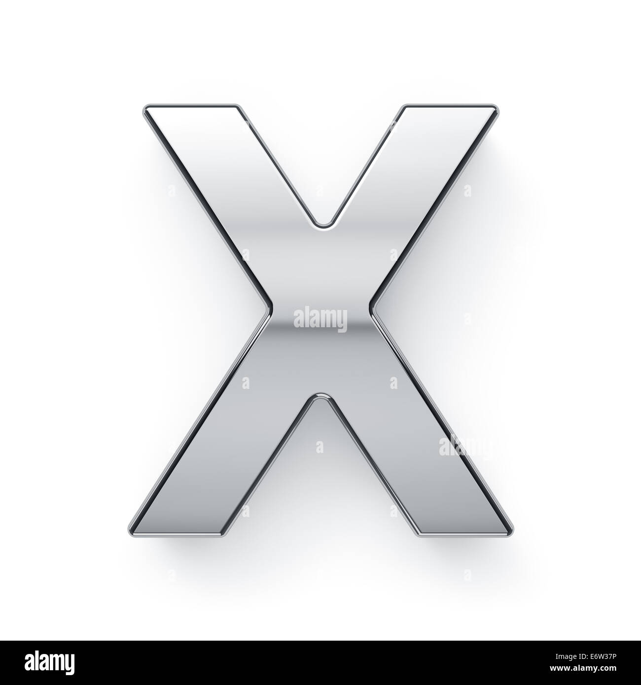 3D Render von metallischen Alphabet Buchstaben - X. isoliert auf weißem Hintergrund Stockfoto