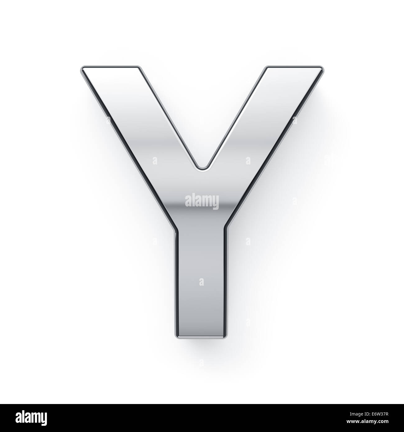 3D Render von metallischen Alphabet Buchstaben - Y. isoliert auf weißem Hintergrund Stockfoto