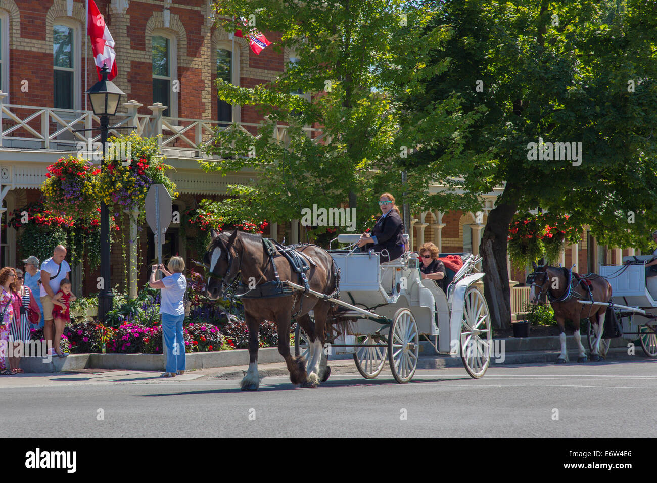 Pferdekutsche Kutsche im Dorf von Niagara auf dem See auf dem Niagara River in Ontario Kanada Stockfoto