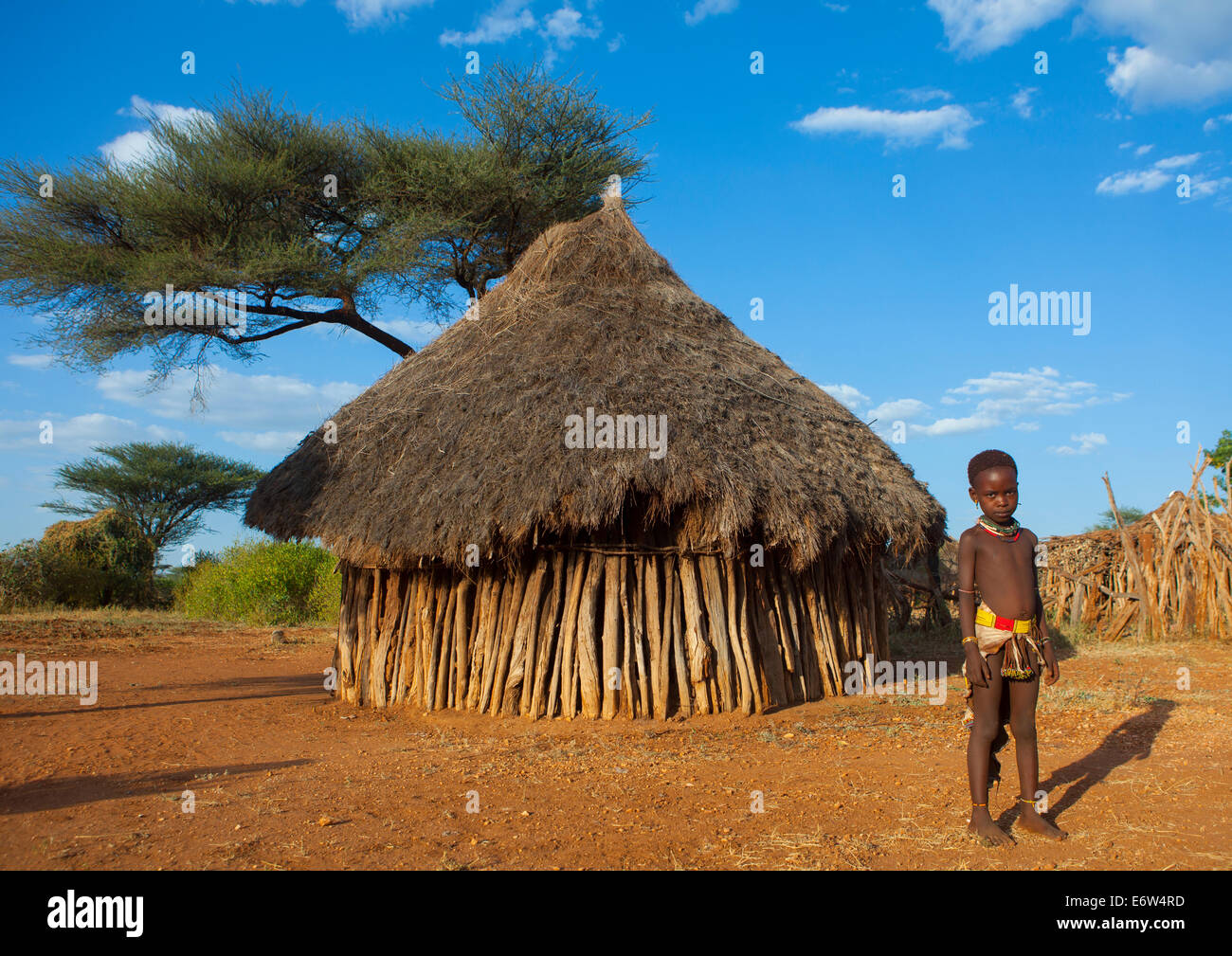 Hamer Dorf, Turmi, Äthiopien Stockfoto
