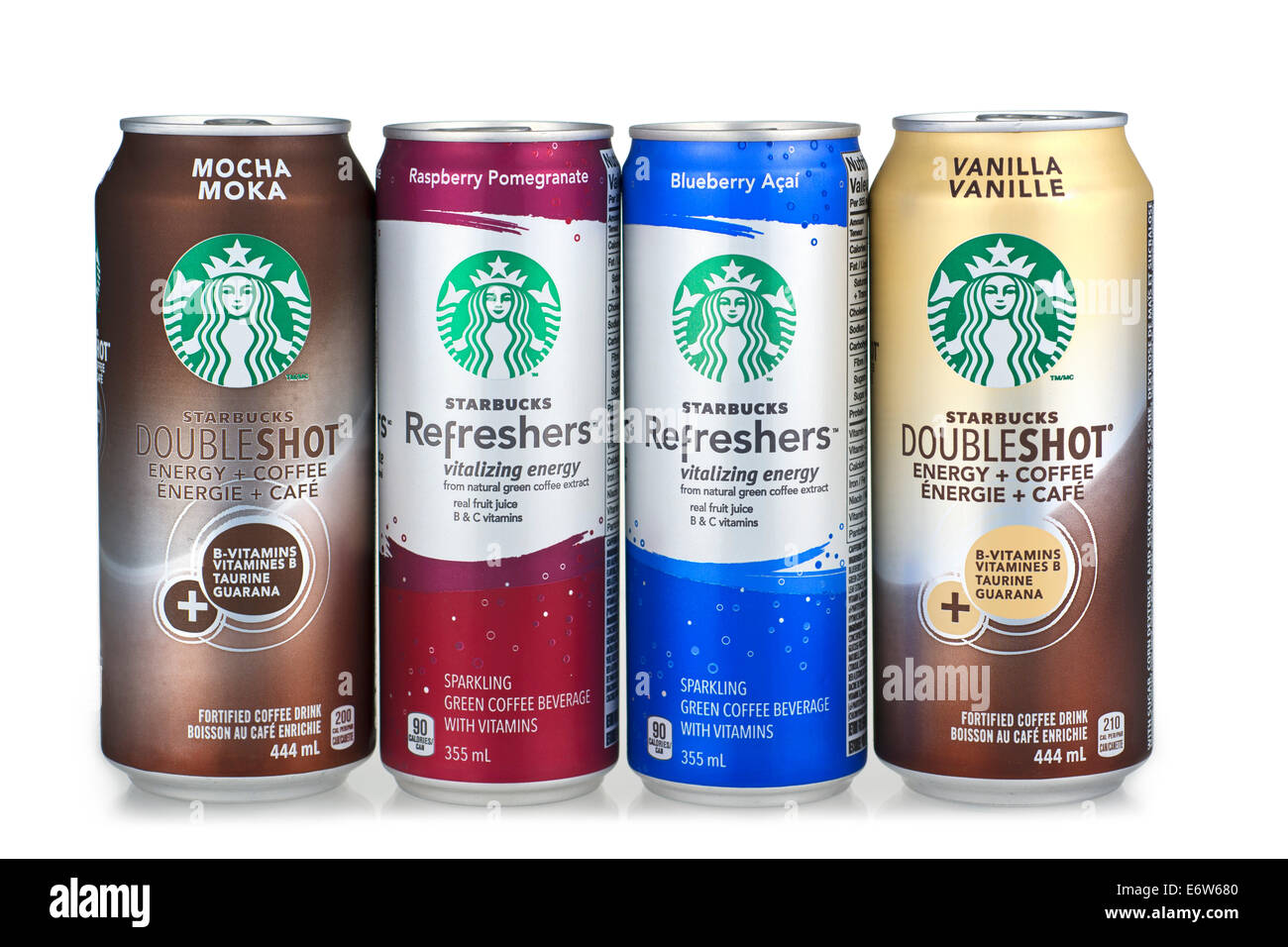 Starbucks Getränke Doubleshot Aktualisierungsprogramme Stockfoto
