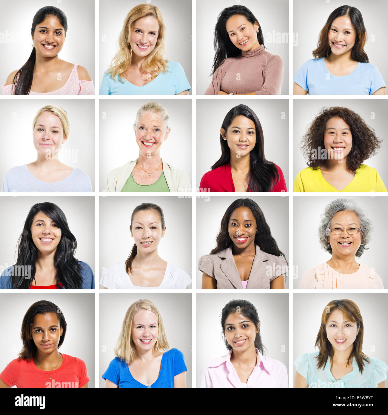 Multiethnische Gruppe von Frauen Lächeln Stockfoto