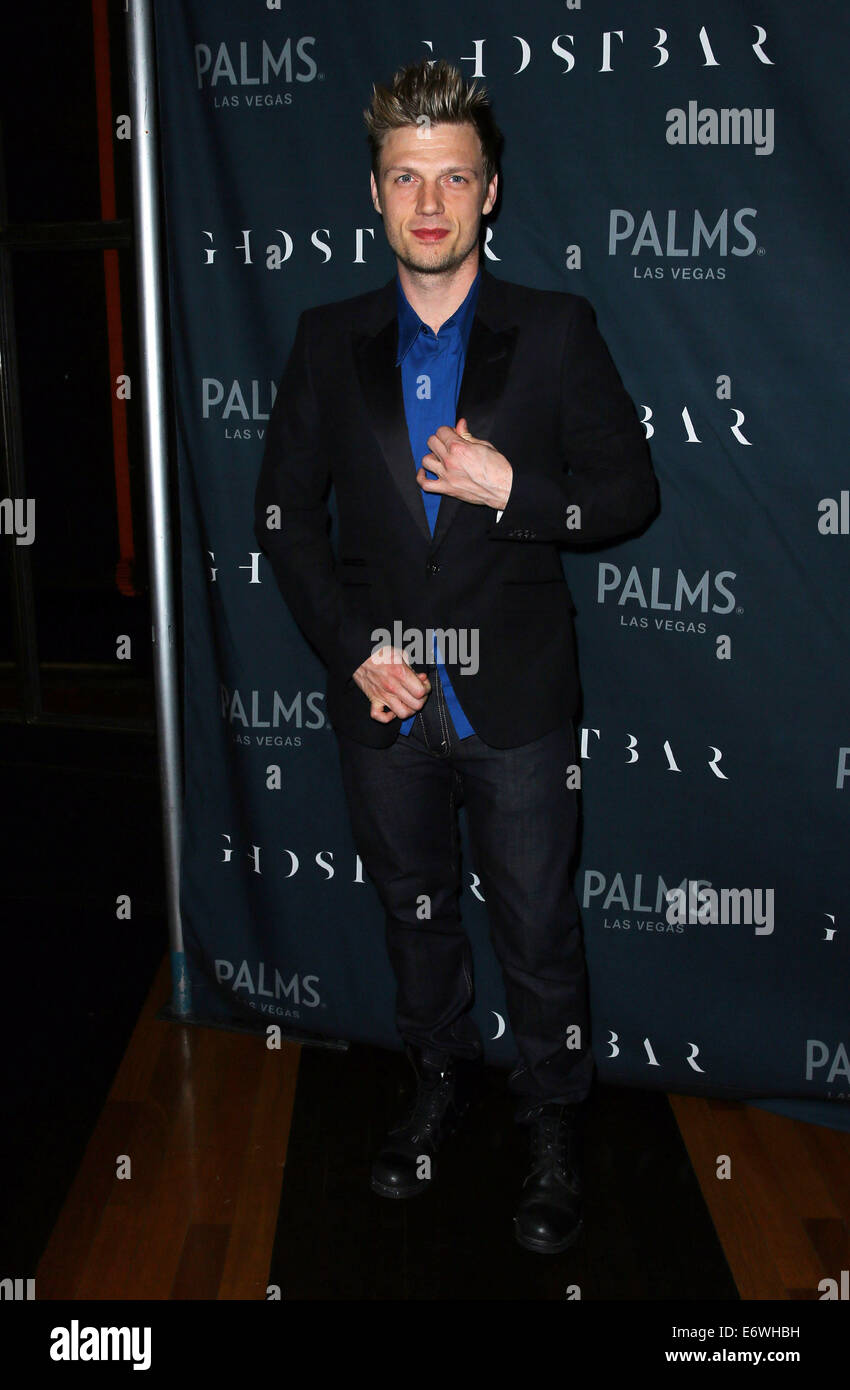 Nick Carter und Lauren Kitt feiern Studentin Bachelor und Bachelorette Party im Ghostbar innen Palms Casino Resort mit: Nick Carter wo: Las Vegas, Nevada, Vereinigte Staaten, wann: 9. Februar 2014 Stockfoto