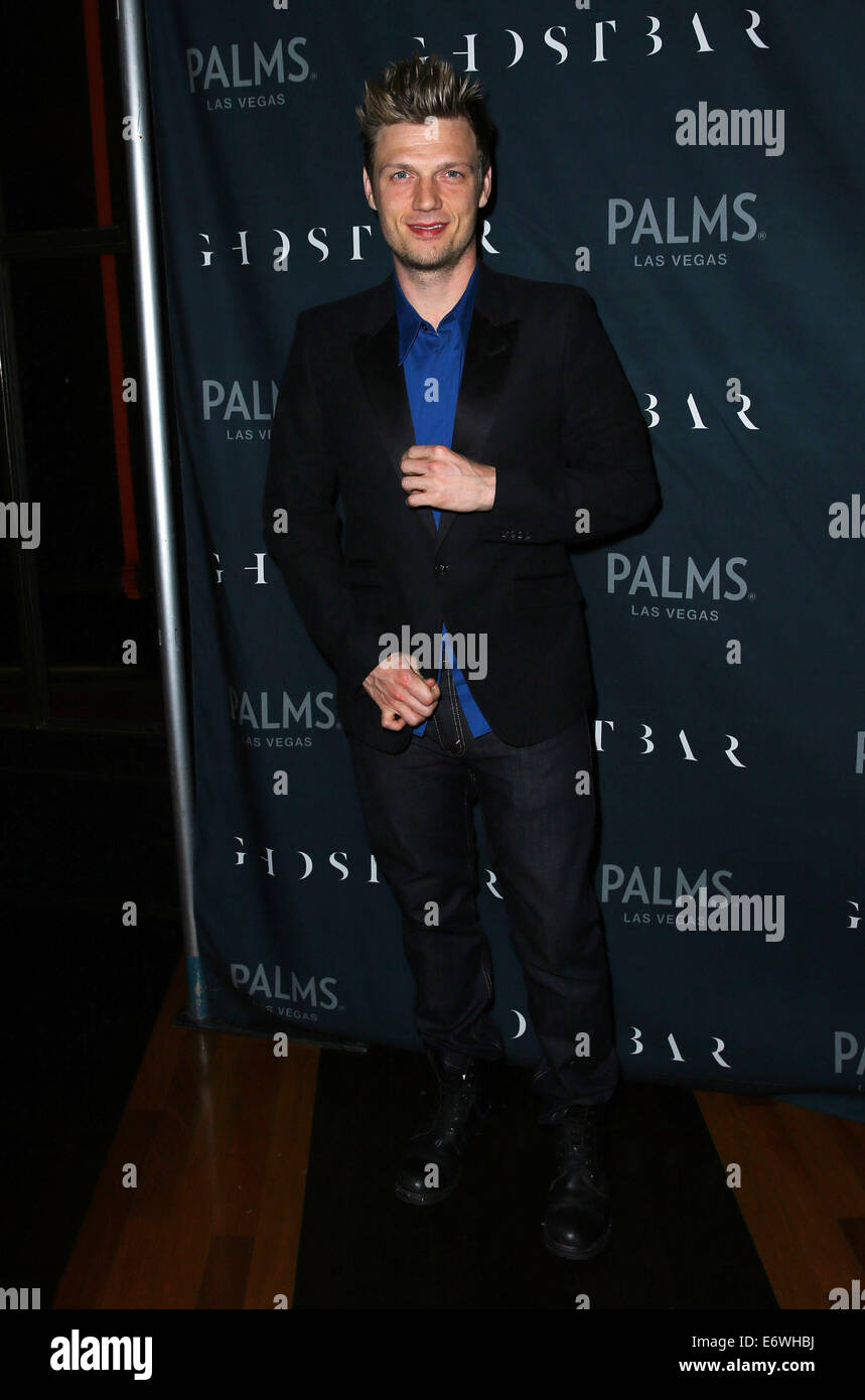Nick Carter und Lauren Kitt feiern Studentin Bachelor und Bachelorette Party im Ghostbar innen Palms Casino Resort mit: Nick Carter wo: Las Vegas, Nevada, Vereinigte Staaten, wann: 9. Februar 2014 Stockfoto