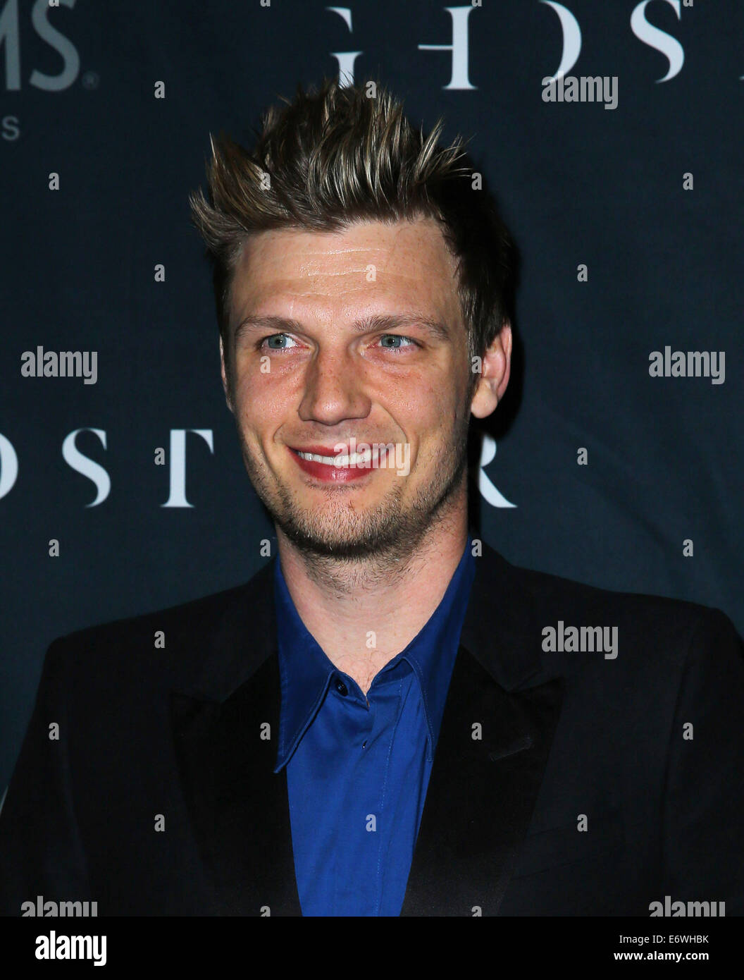 Nick Carter und Lauren Kitt feiern Studentin Bachelor und Bachelorette Party im Ghostbar innen Palms Casino Resort mit: Nick Carter wo: Las Vegas, Nevada, Vereinigte Staaten, wann: 9. Februar 2014 Stockfoto