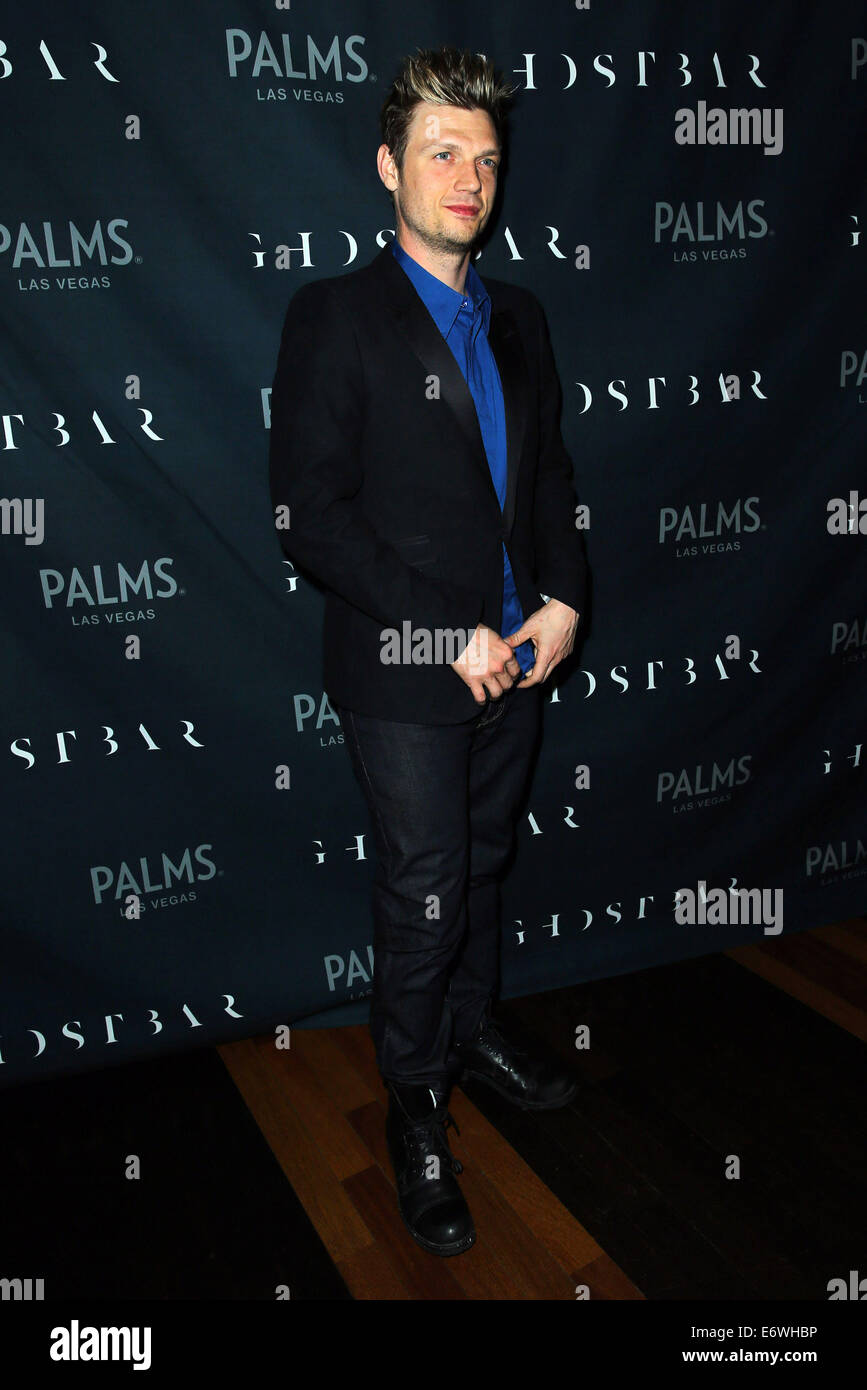 Nick Carter und Lauren Kitt feiern Studentin Bachelor und Bachelorette Party im Ghostbar innen Palms Casino Resort mit: Nick Carter wo: Las Vegas, Nevada, Vereinigte Staaten, wann: 9. Februar 2014 Stockfoto
