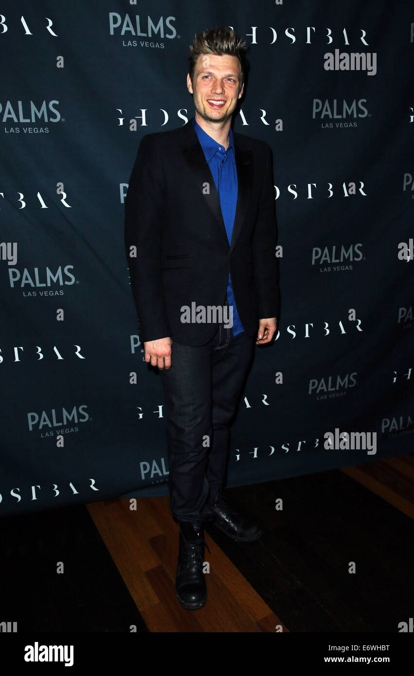 Nick Carter und Lauren Kitt feiern Studentin Bachelor und Bachelorette Party im Ghostbar innen Palms Casino Resort mit: Nick Carter wo: Las Vegas, Nevada, Vereinigte Staaten, wann: 9. Februar 2014 Stockfoto