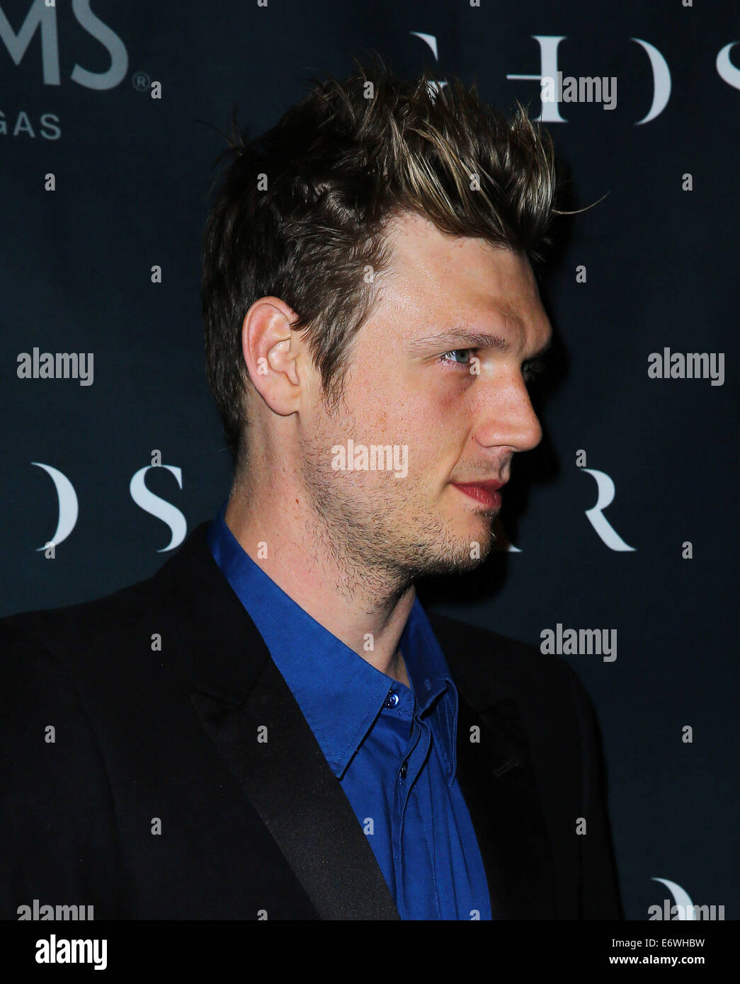 Nick Carter und Lauren Kitt feiern Studentin Bachelor und Bachelorette Party im Ghostbar innen Palms Casino Resort mit: Nick Carter wo: Las Vegas, Nevada, Vereinigte Staaten, wann: 9. Februar 2014 Stockfoto