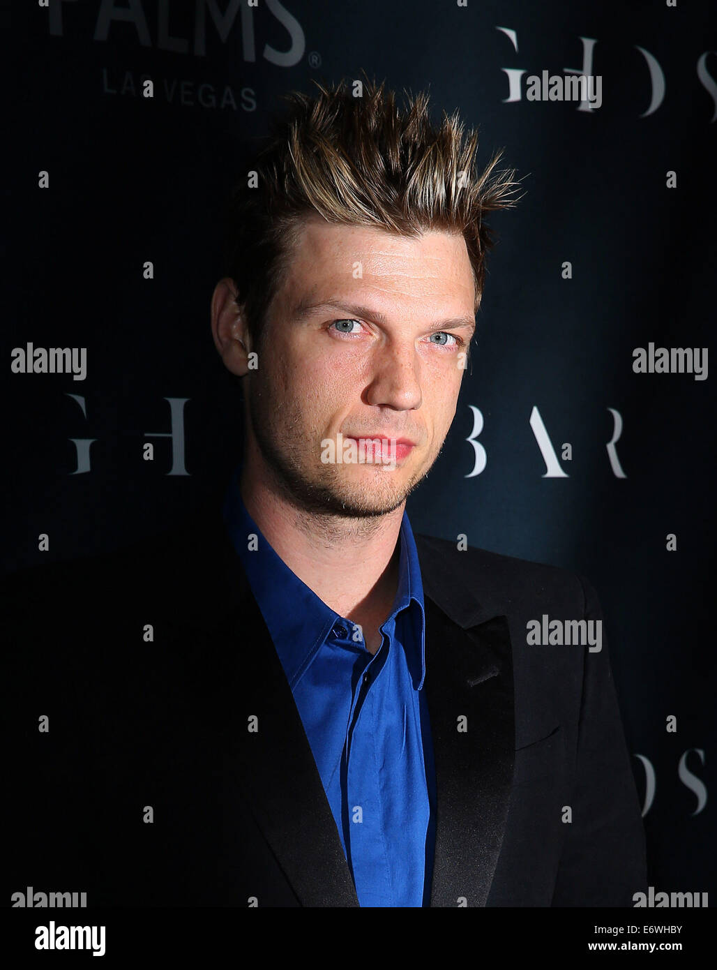 Nick Carter und Lauren Kitt feiern Studentin Bachelor und Bachelorette Party im Ghostbar innen Palms Casino Resort mit: Nick Carter wo: Las Vegas, Nevada, Vereinigte Staaten, wann: 9. Februar 2014 Stockfoto