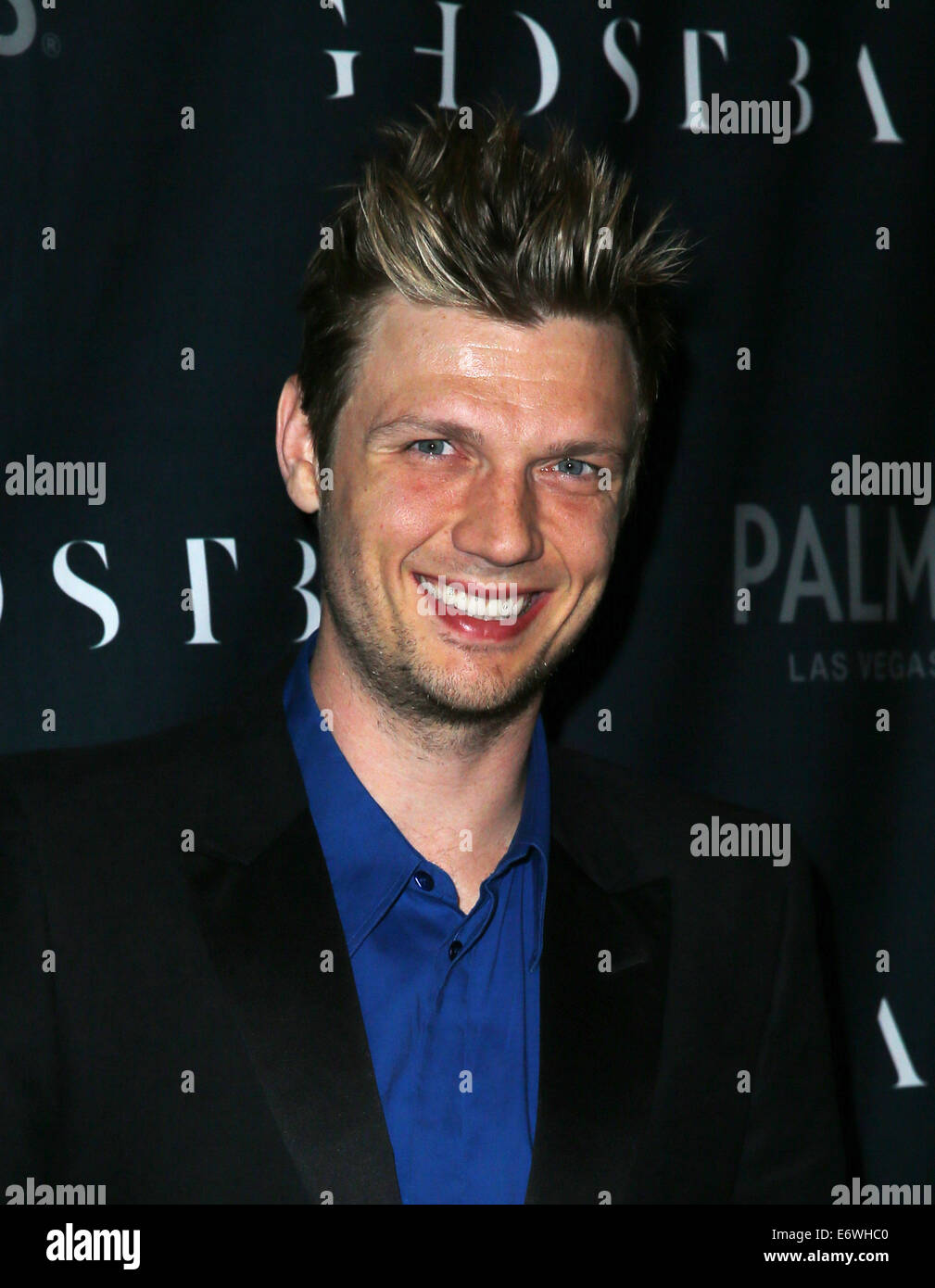 Nick Carter und Lauren Kitt feiern Studentin Bachelor und Bachelorette Party im Ghostbar innen Palms Casino Resort mit: Nick Carter wo: Las Vegas, Nevada, Vereinigte Staaten, wann: 9. Februar 2014 Stockfoto