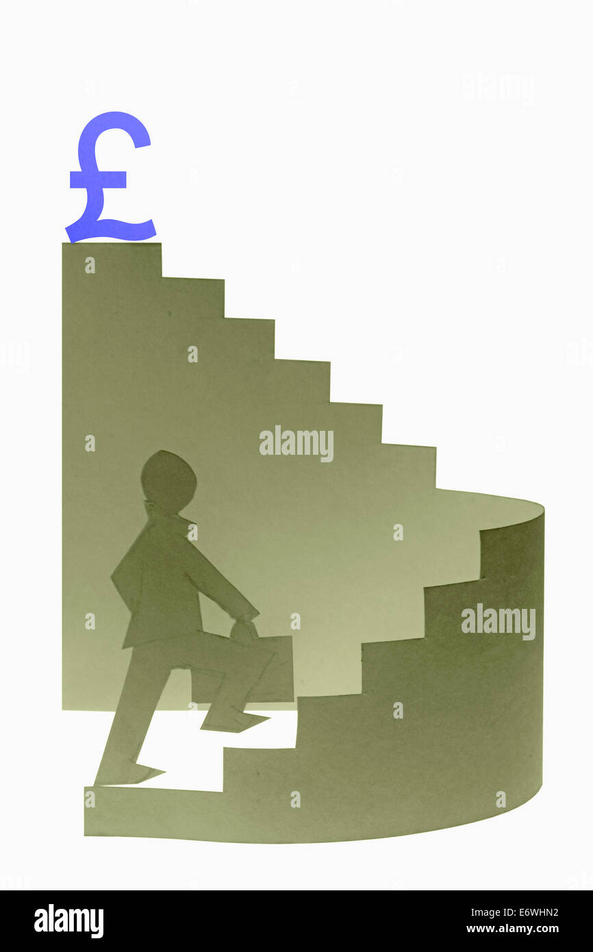 Geschäftsmann, die Intensivierung einer Treppenhaus Stockfoto