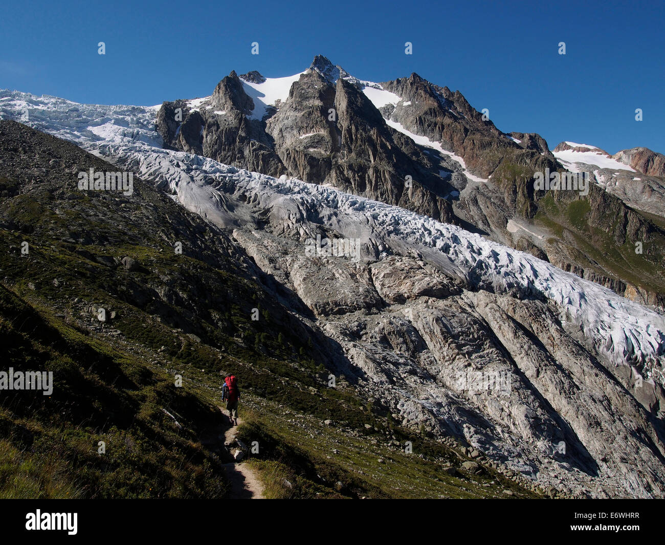 Glacier du Trient und Aiguille du Tour von Fenetre Arpette, schweizerisch-französischen Grenze Stockfoto