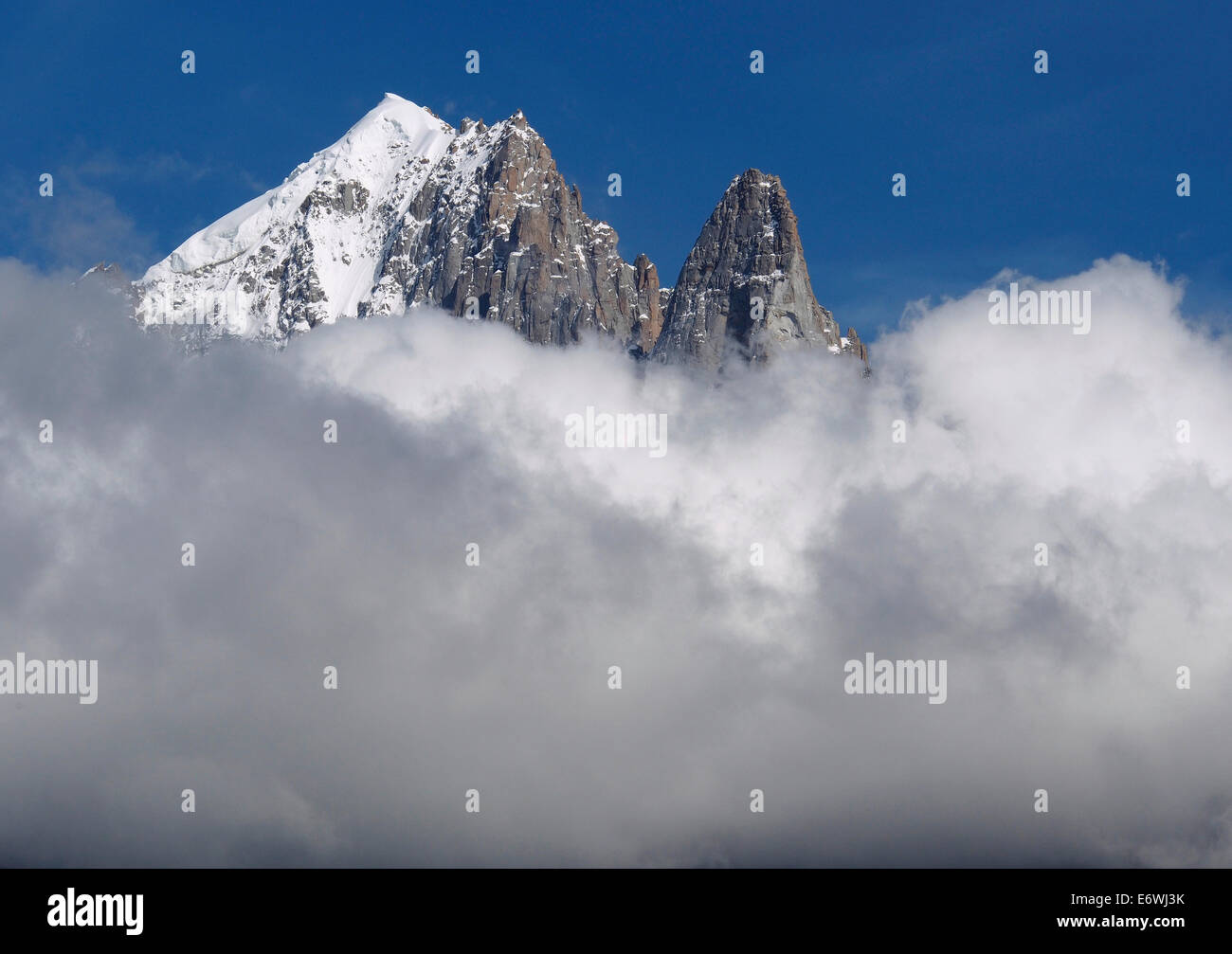 Aiguille Verte, Le Dru von Le Charlanon, Chamonix, Frankreich Stockfoto