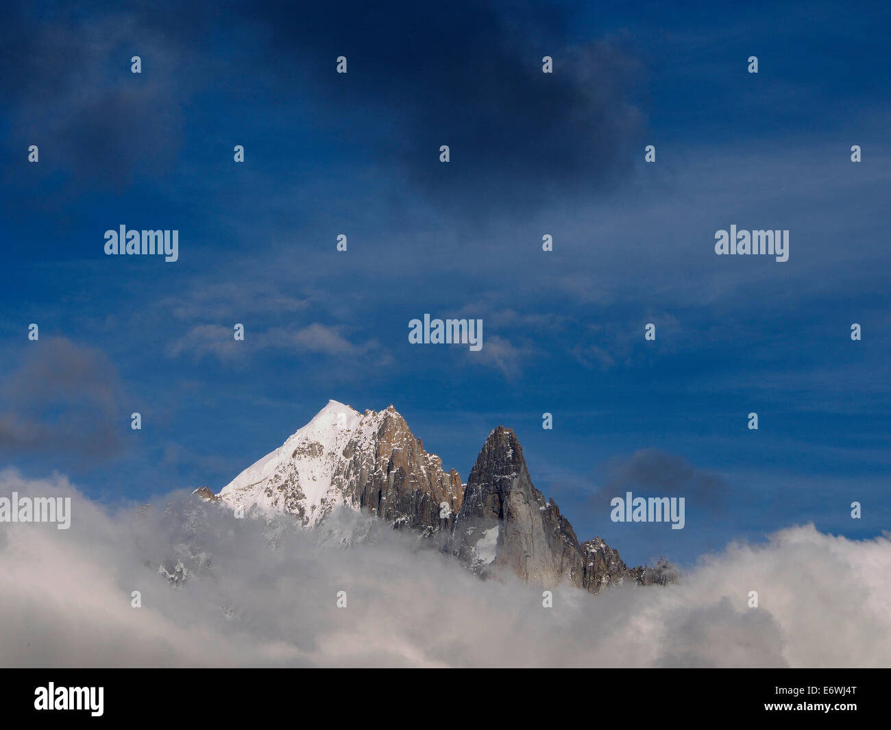 Gipfel der Aiguille Verte, Le Dru, Alpen, Chamonix, Frankreich Stockfoto