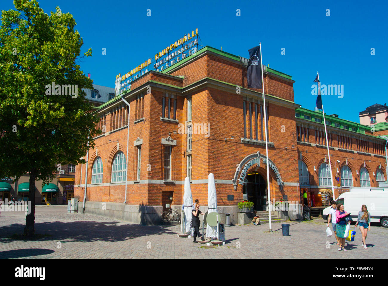 Hakaniemen kauppahalli, Hakaniemi Markthalle, Hakaniemen Tori, Hakaniemi Marktplatz, Kallio Bezirk, Helsinki, Finnland Stockfoto