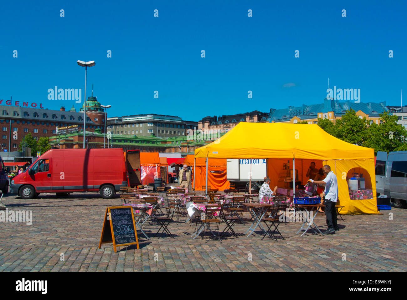 Cafe, Hakaniemen Tori, Hakaniemi Markthalle, Kallio Bezirk, Helsinki, Finnland, Europa Stockfoto