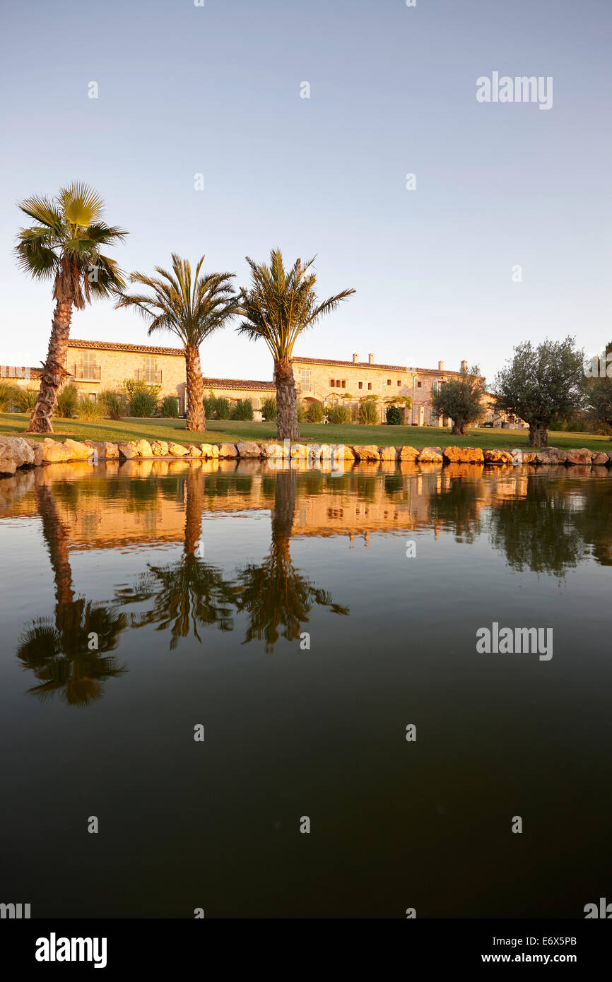 Haupthaus und Pool von Sa Franquesa Nova Hotel, Hotel Rural, Landhotel zwischen Villafranca de Bonany und Manacor, Mallorca Stockfoto