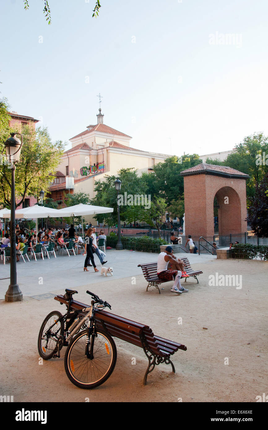 Plaza Dos de Mayo, Malasaña erwähnt, Madrid Stockfoto