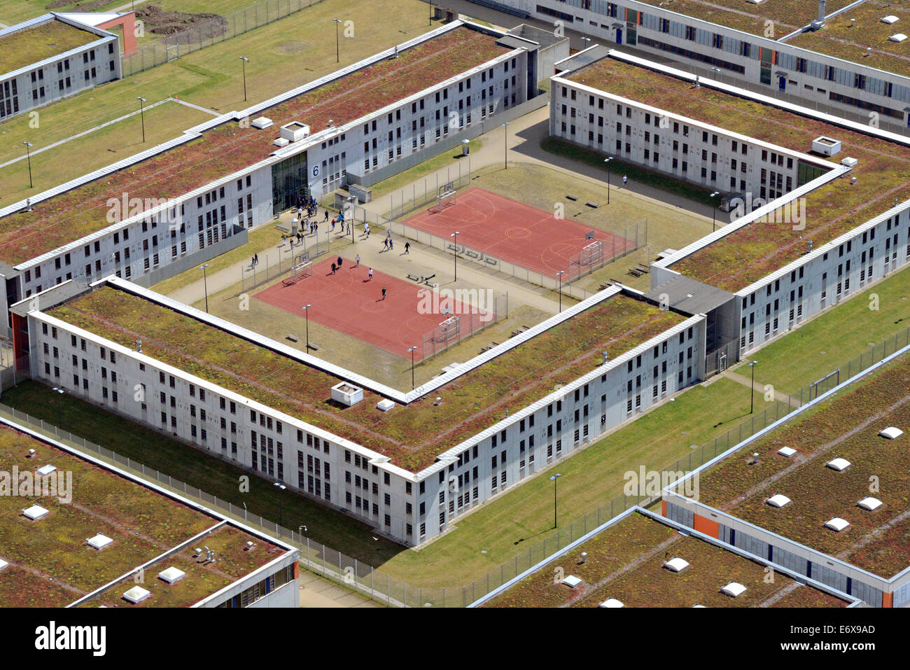 Gefängnis, JVA Billwerder, Hochsicherheits-Einheit, Luftaufnahme, Hamburg, Deutschland Stockfoto