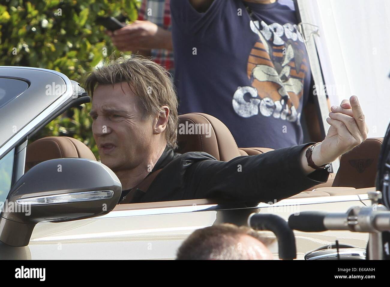 Jeremy Piven und Liam Neeson gesehen schießen Szenen in West Hollywood für den Film "Entourage" Featuring: Liam Neeson Where: Los Angeles, California, Vereinigte Staaten von Amerika bei: 25. Februar 2014 Stockfoto