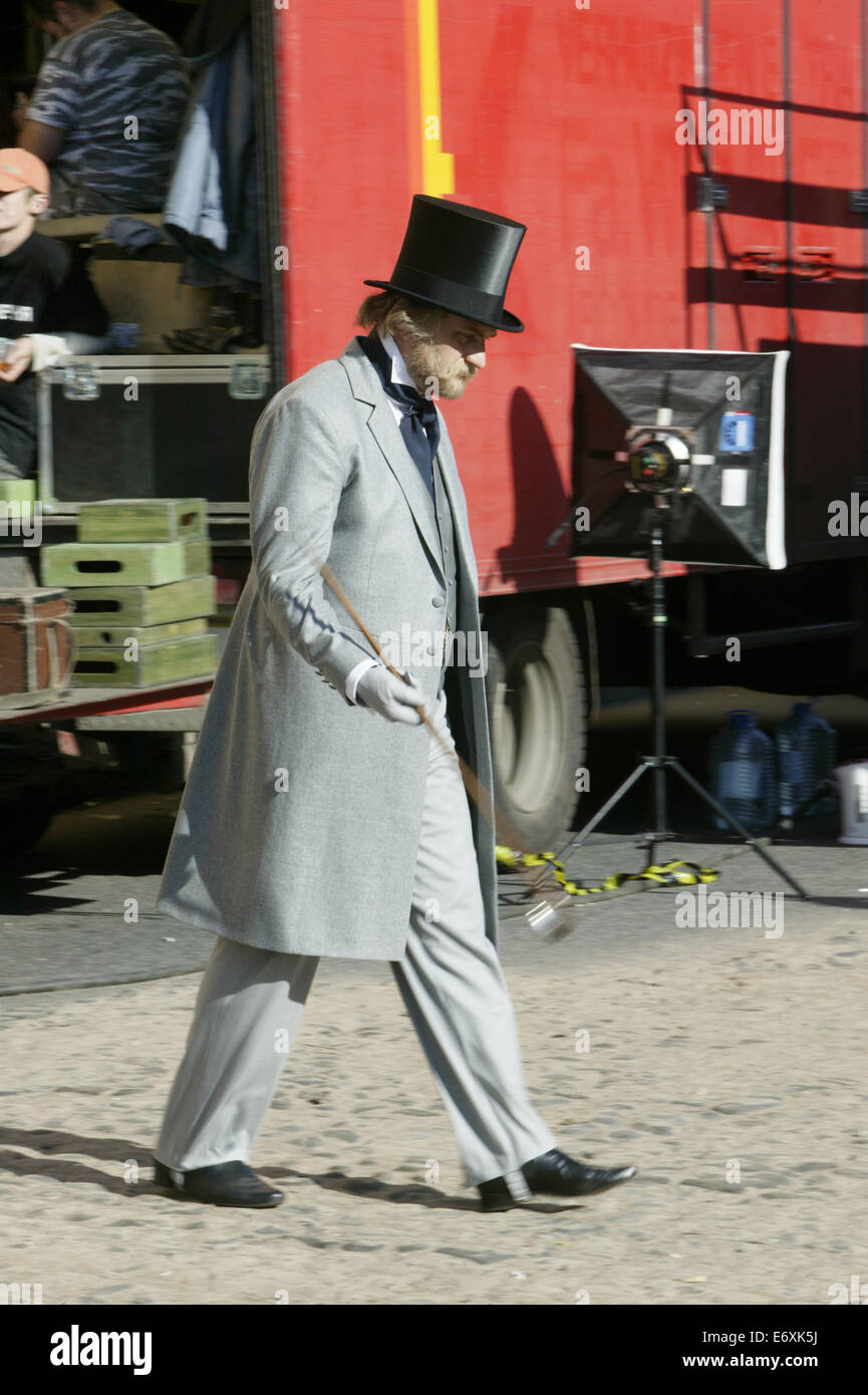 Dreharbeiten zum Film "Schuld und Sühne". Eine Verfilmung des Romans von Fyodor Dostoyevsky. Stockfoto