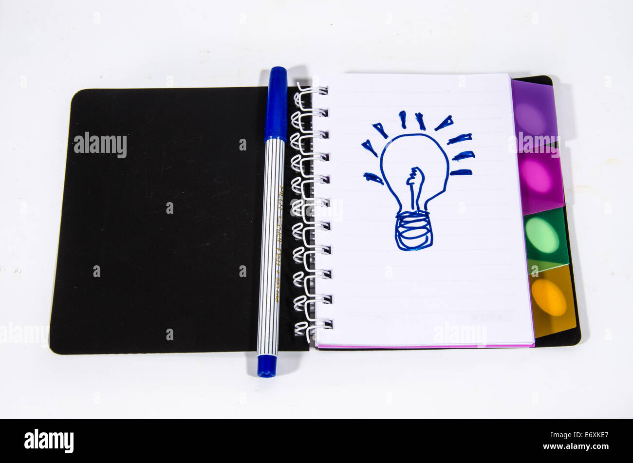 Idee von Notebook auf weißem Hintergrund Stockfoto