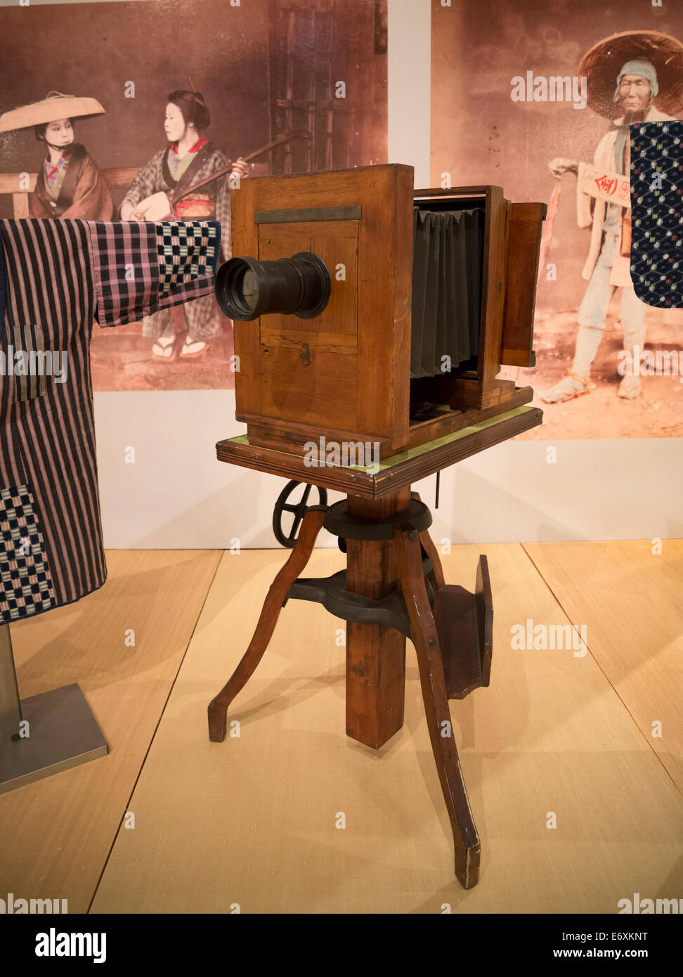 Dies ist eine Ansco Großformat Kamera ca 1890 auf Anzeige am Museum of Natural History auf dem Campus der Uni FL Gainesville. Stockfoto