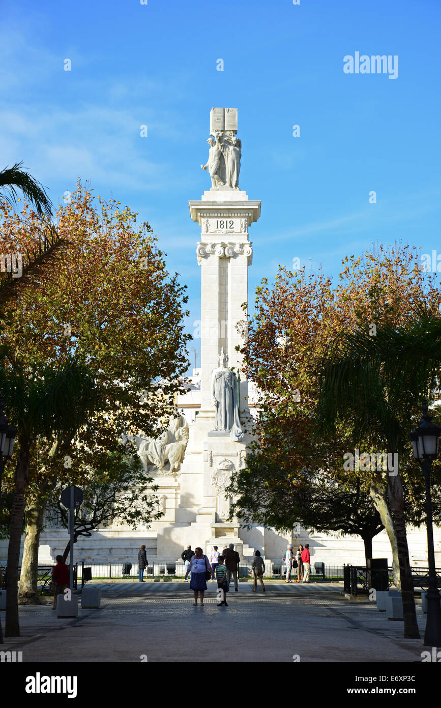 Denkmal für die Verfassung von 1812, Plaza de Espana, Cádiz, Provinz Cádiz, Andalusien, Königreich Spanien Stockfoto