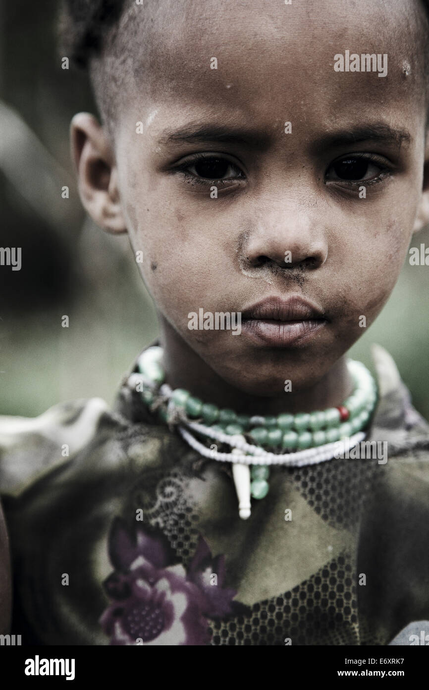 Kind, Bale-Mountains-Nationalpark, Oromia Region, Äthiopien Stockfoto