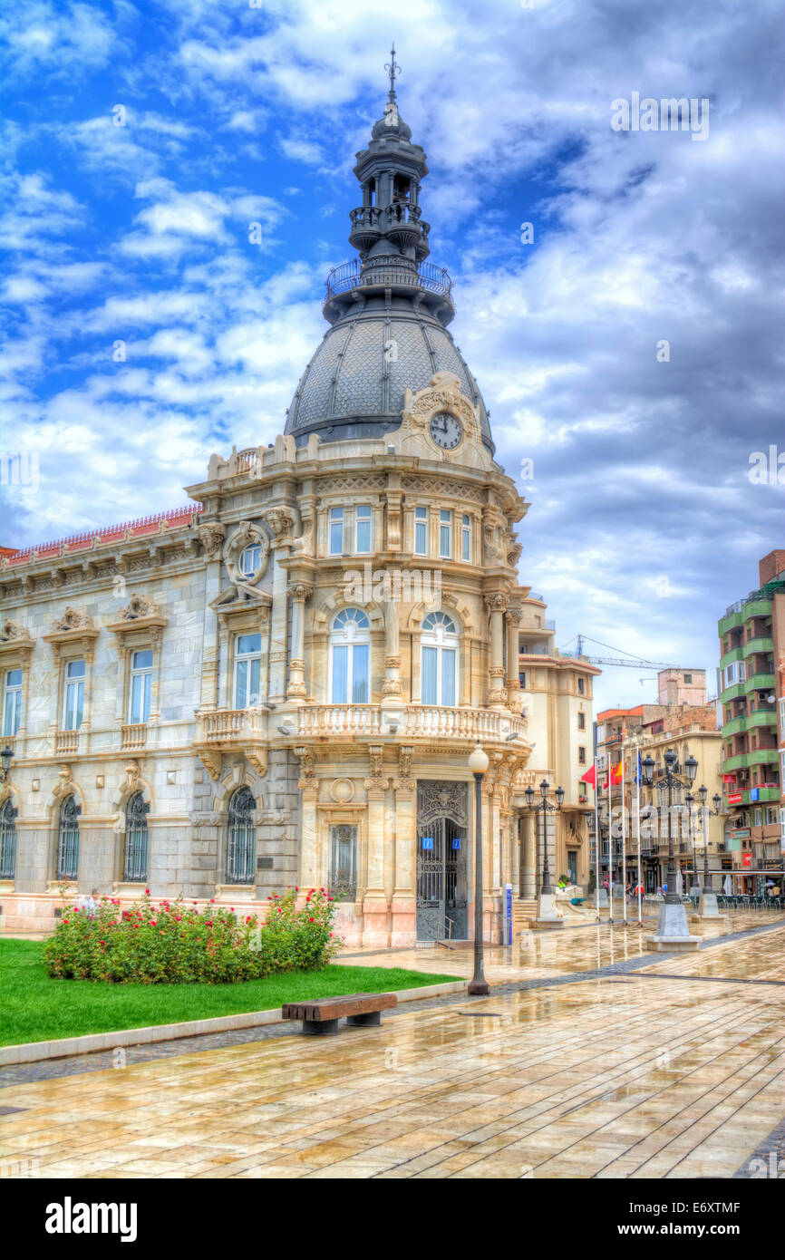 HDR für das Rathaus in der Stadt von Cartagena, Region Murcia, Süden Spaniens Stockfoto