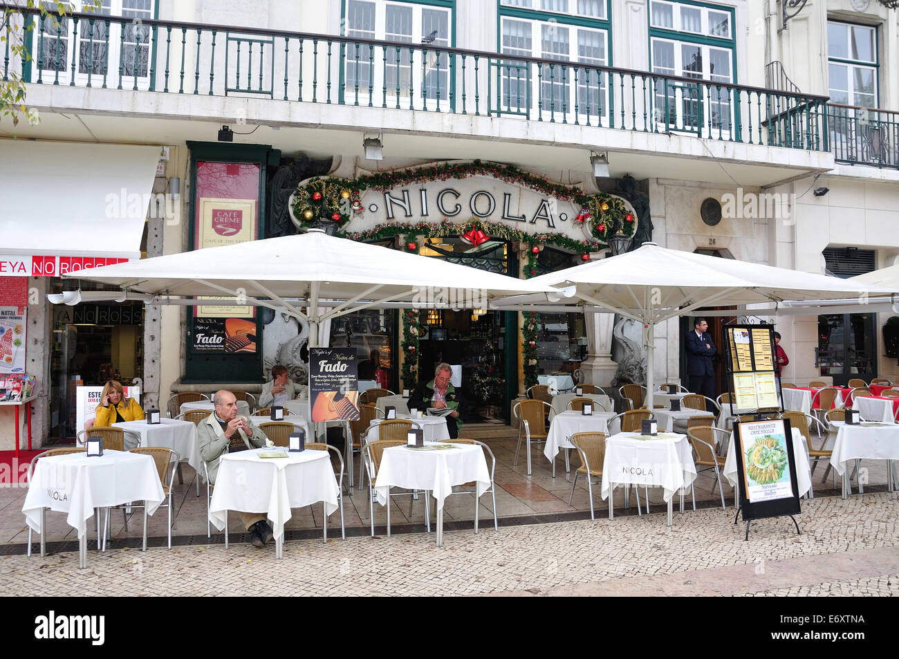 Art-Déco-Café Nicola, Praça Dom Pedro IV, Biaxa Bezirk, Lissabon, Lisboa Region, Distrikt Lissabon, Portugal Stockfoto