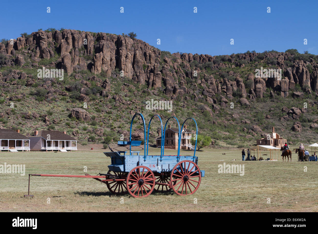 Alte Fort Tag jährliche Veranstaltung im historischen Stätte Fort Davis, Texas. Die Militärposten veranstaltete die Buffalo Soldiers. Stockfoto