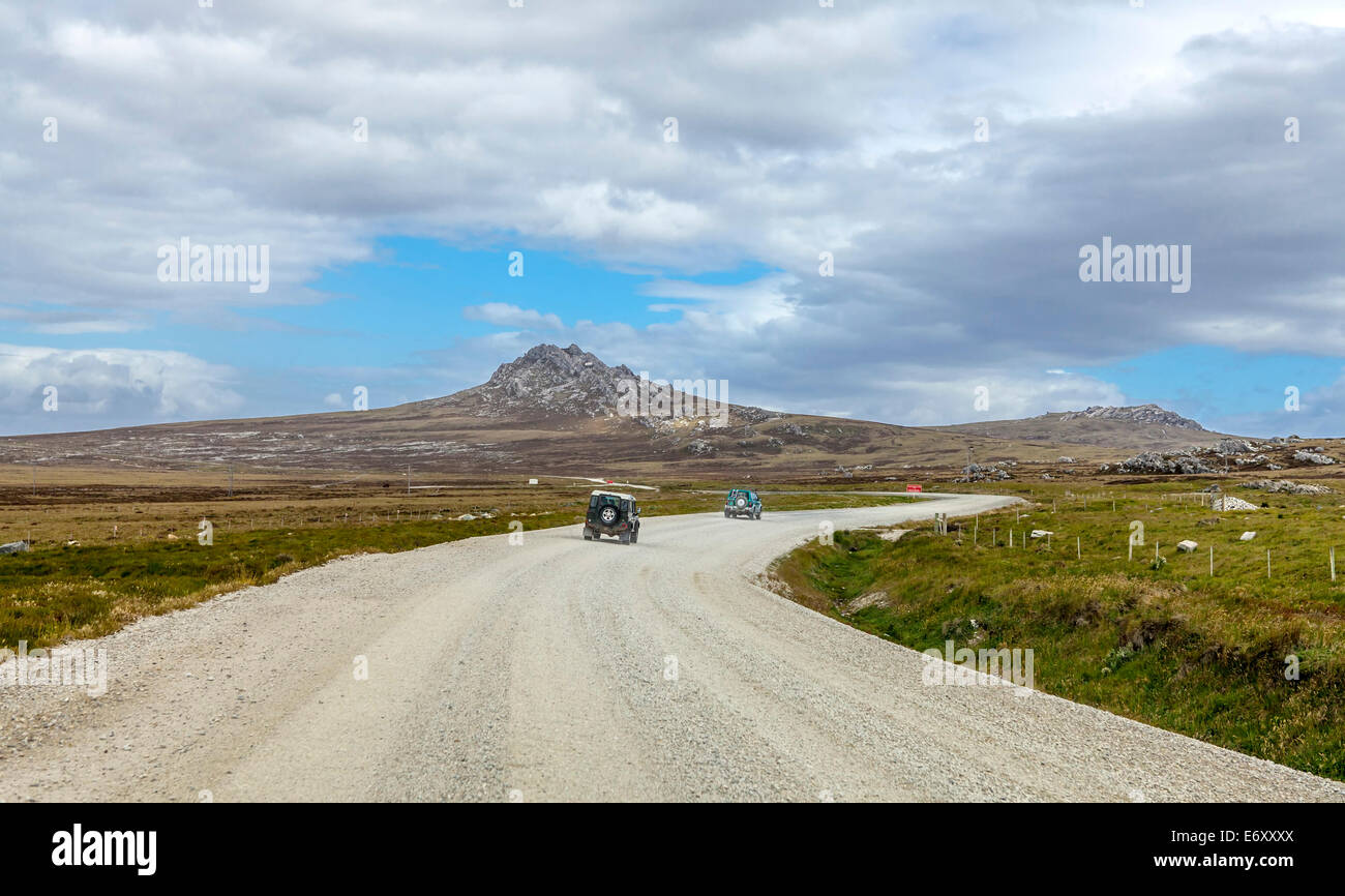 4 x 4 Safari auf den Falklandinseln. Von Port Stanley, North Pond auf East Falkland. Stockfoto