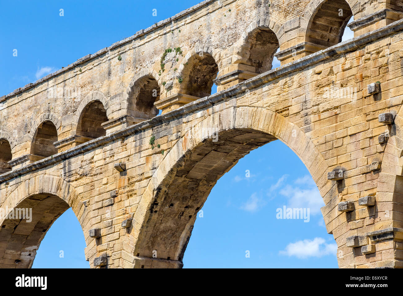 Römischer Aquädukt Pont du Gard, Gard, Languedoc, Frankreich Stockfoto