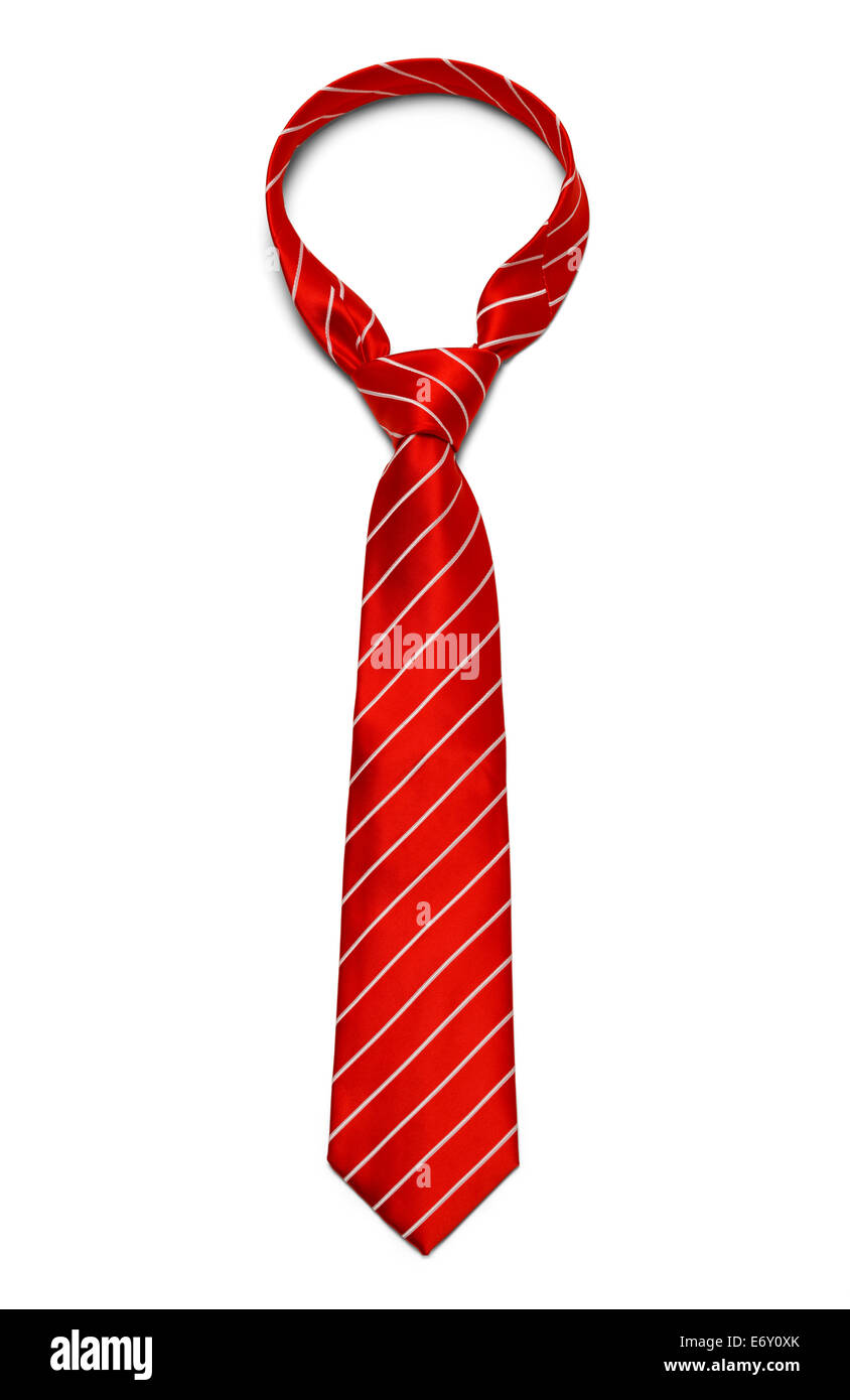 Rot-weiß gestreifte Krawatte, Isolated on White Background. Stockfoto