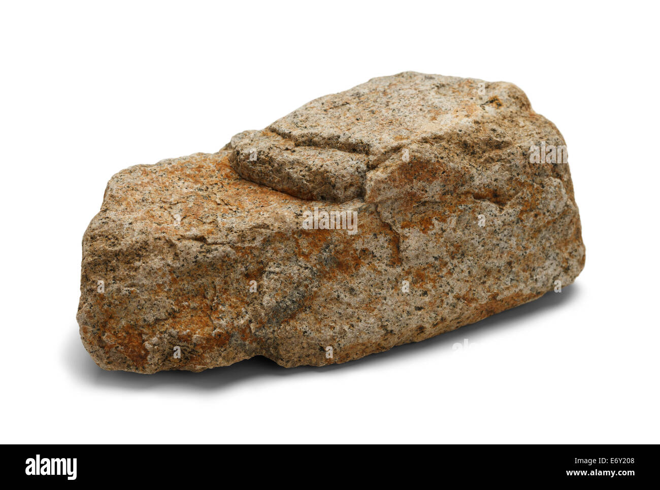 Einzelner Stein, Isolated on White Background. Stockfoto