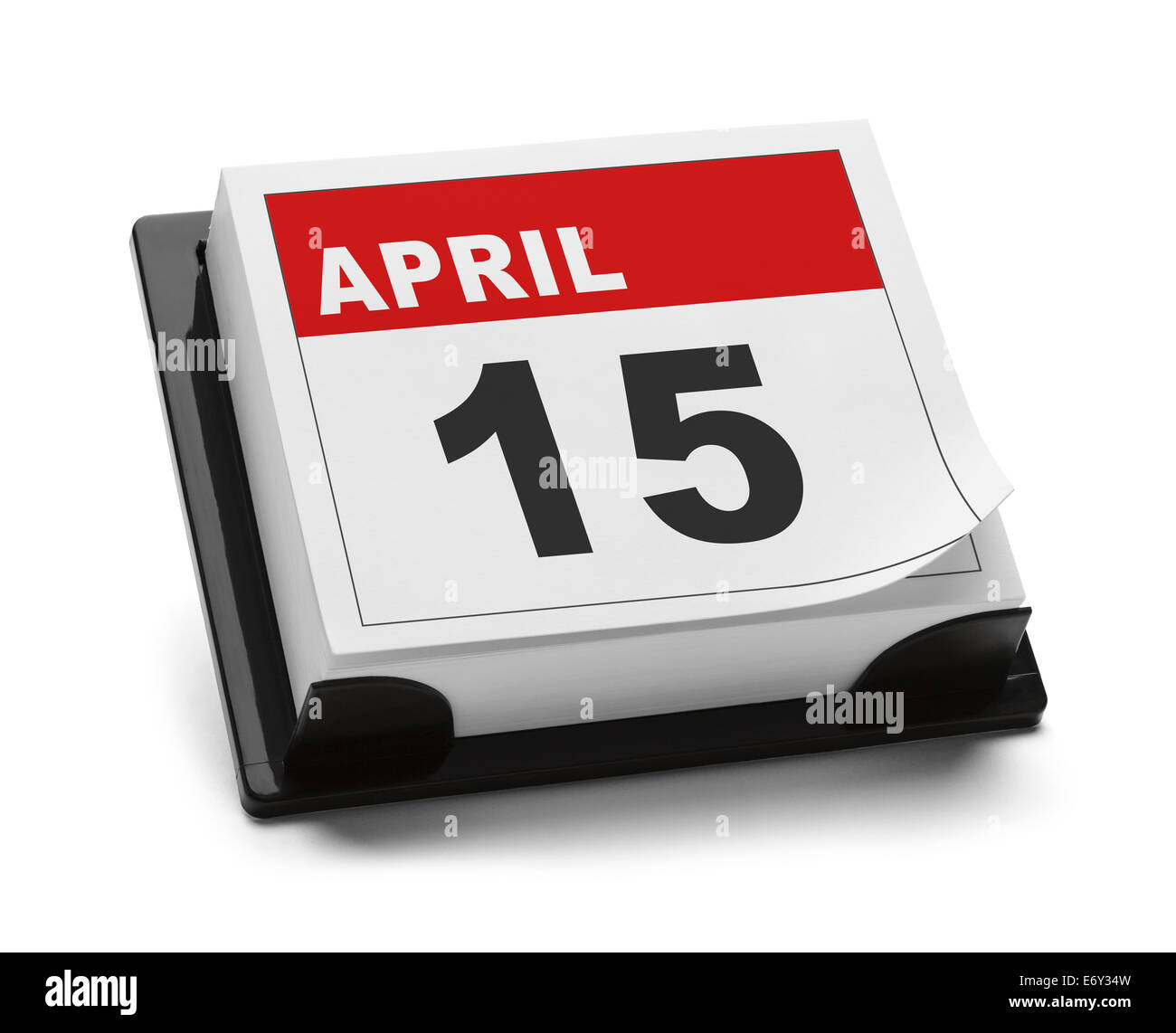Kalender mit 15. April, Isolated on White Background. Stockfoto