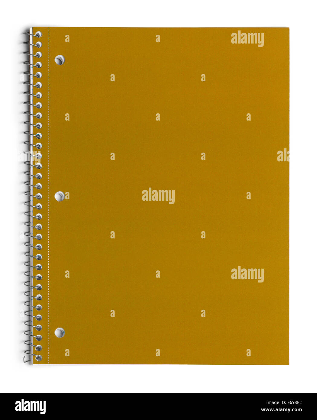 Gelbe Linie Papier Spirale Schulheft Isolated on White Background. Stockfoto