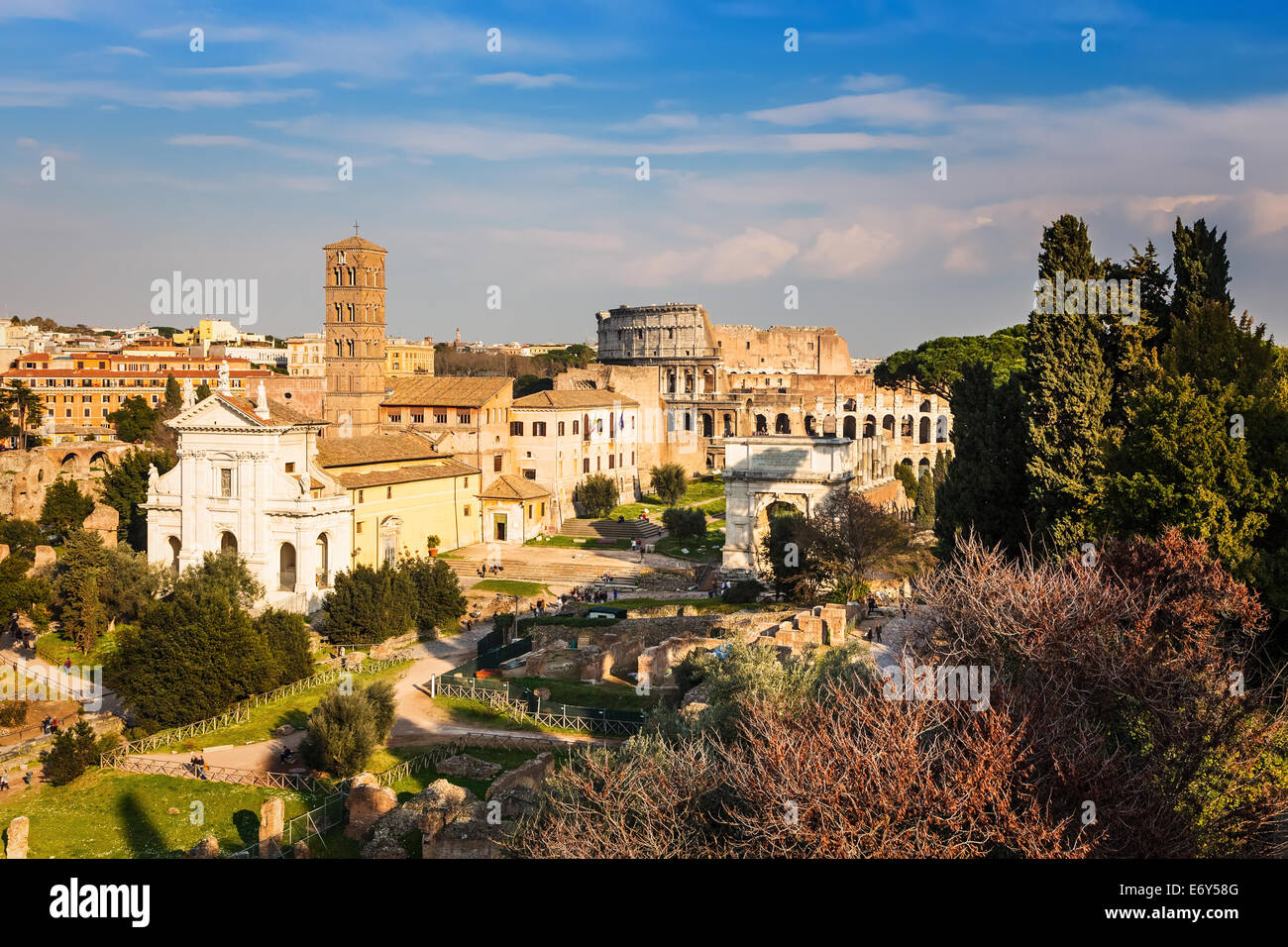 Forum und das Kolosseum in Rom Stockfoto
